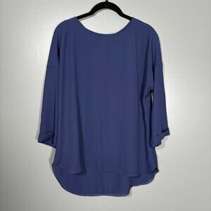 W5 Women's Blue Minimalist Raglan Sleeve Blouse - Size Medium - Corpcore Top